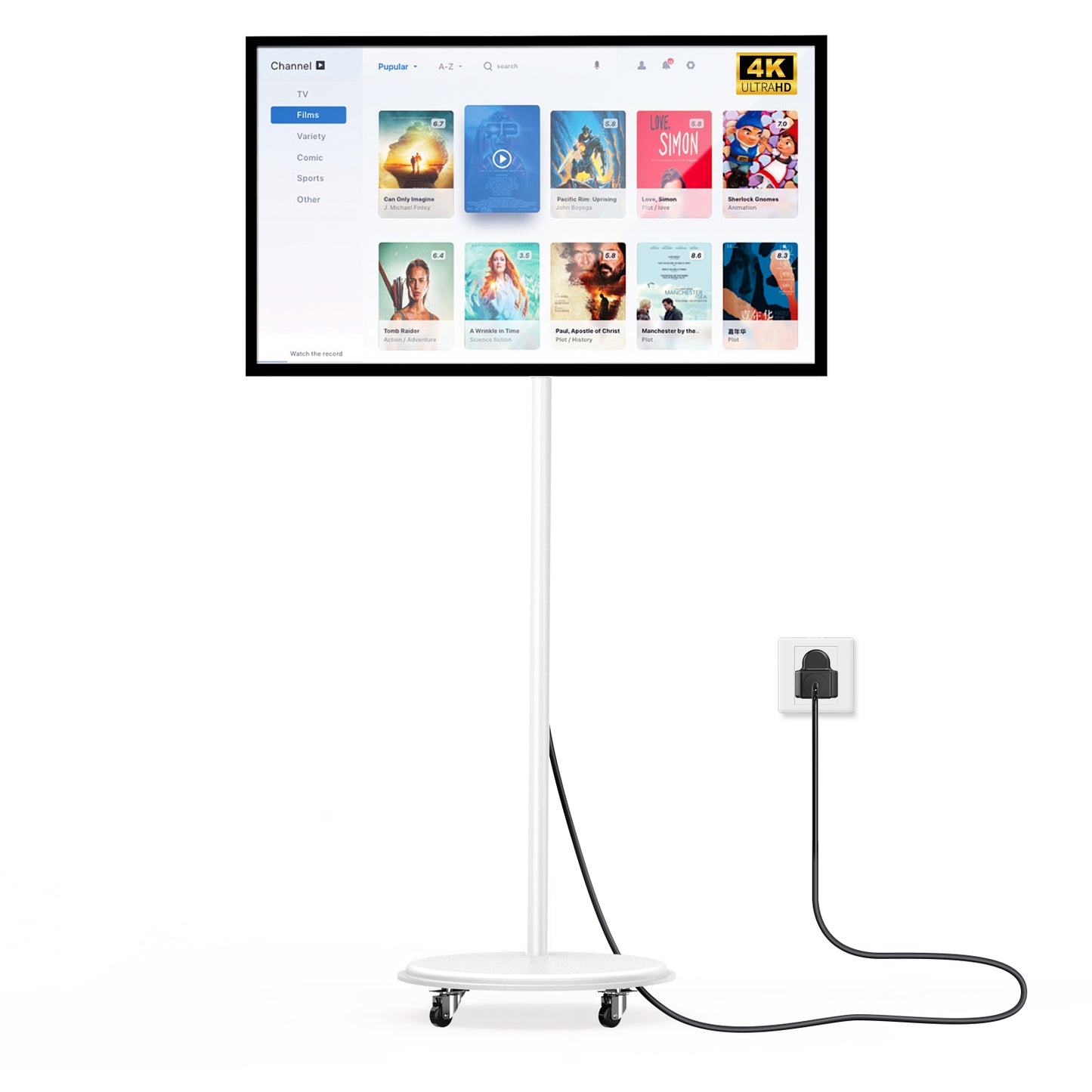 MWE Portable TV on Wheels Smart Touch Screen