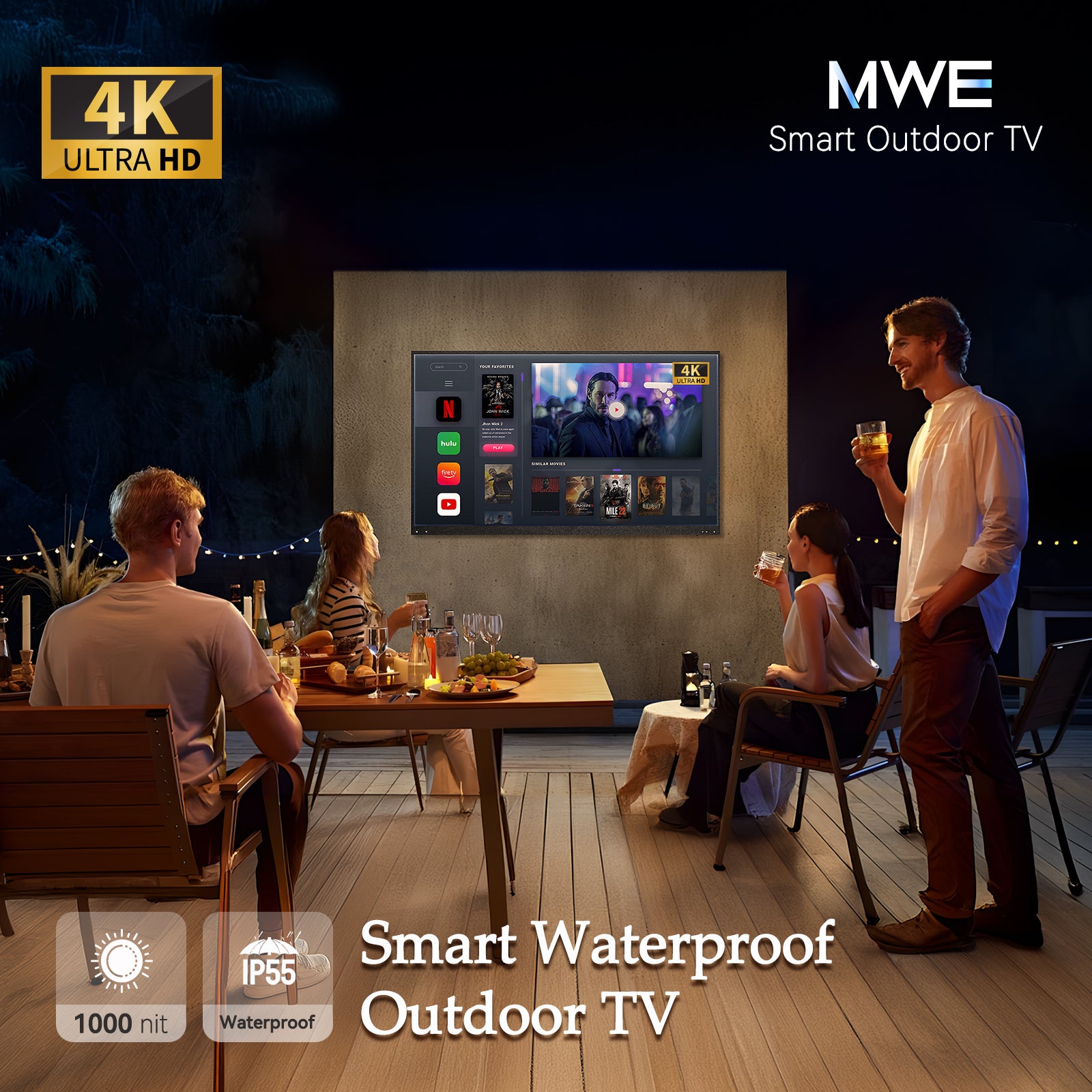 MWE 4K Ultra-Bright Outdoor Smart TV (55" / 65" / 75")