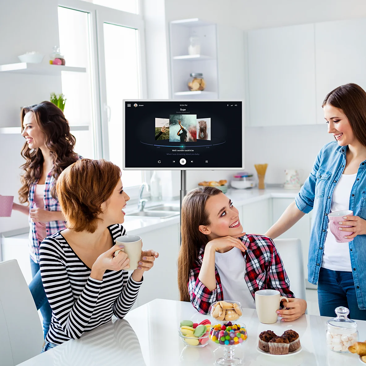 MWE Portable TV on Wheels Smart Touch Screen