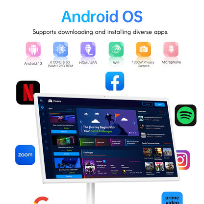 MWE Portable TV on Wheels Smart Touch Screen