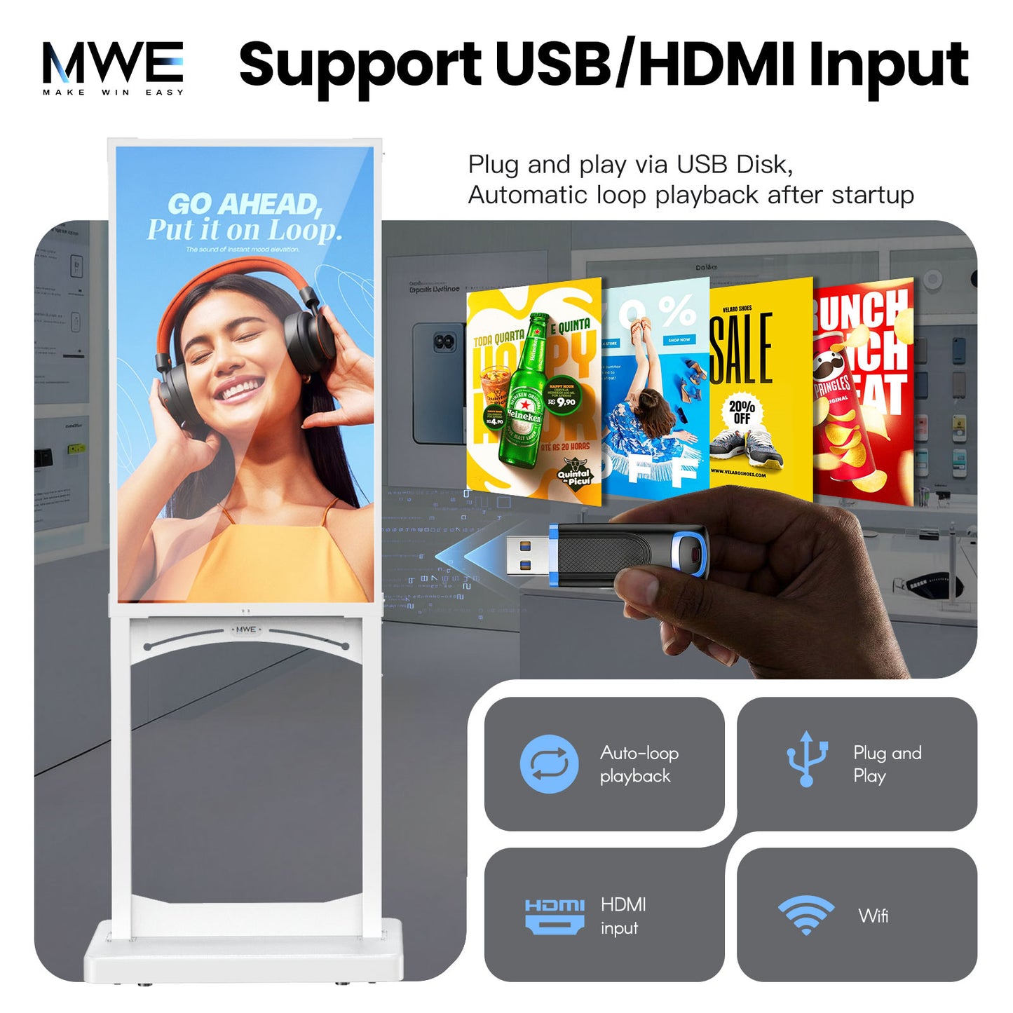 MWE Indoor Digital Signage Display 32/43 Inch