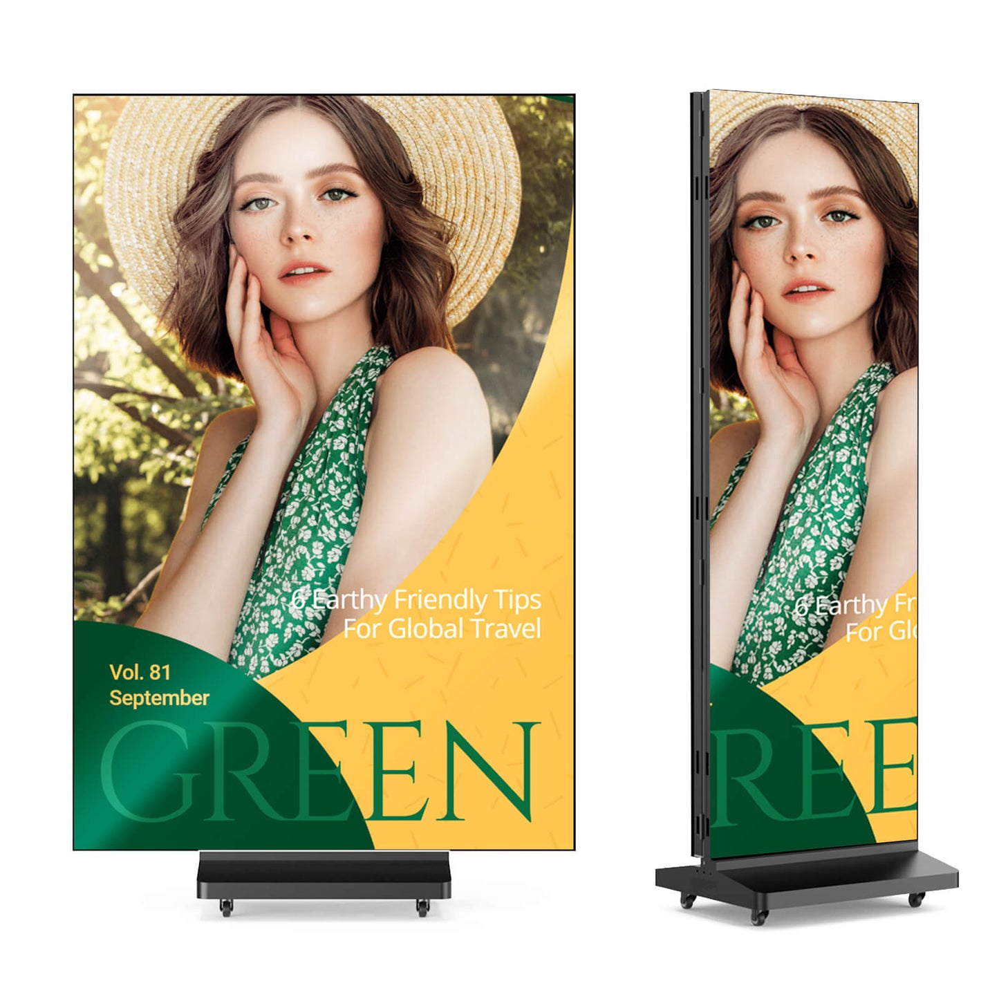 Schermo LED per poster ripiegabile in tre parti per interni MWE