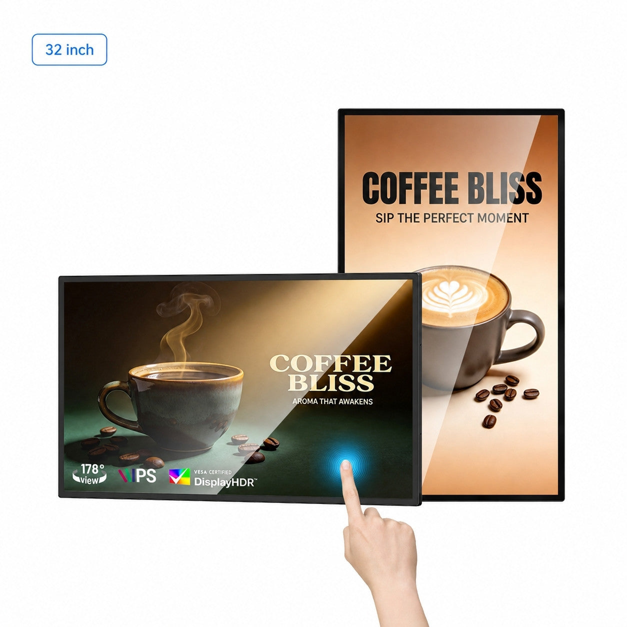 MWE Wandmontierter Touchscreen Digital Signage, Android 14